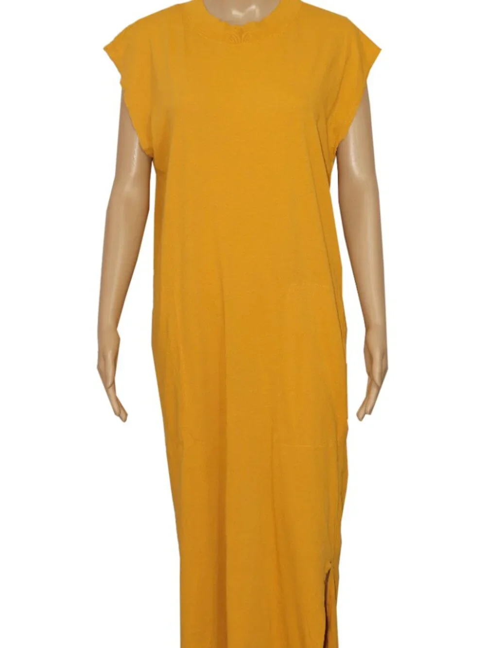 Free People All Day Long Midi T-Shirt Dress Mustard Cap Sleeve Pullover New XS